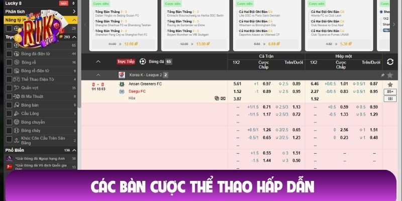 Các bàn cược thể thao hấp dẫn